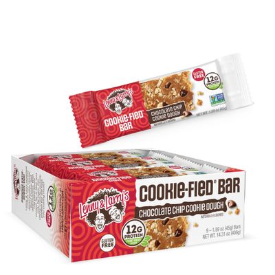 Lenny &amp; Larry&#39;s Cookie-fied Bar - Chocolate Chip Cookie Dough Protein Bars 9x45g - Healthy High Protein Snack with 12g Plant Protein &amp; 5g Fiber - Gluten free Power Bar, Keto Friendly, Non-GMO &amp; Vegan