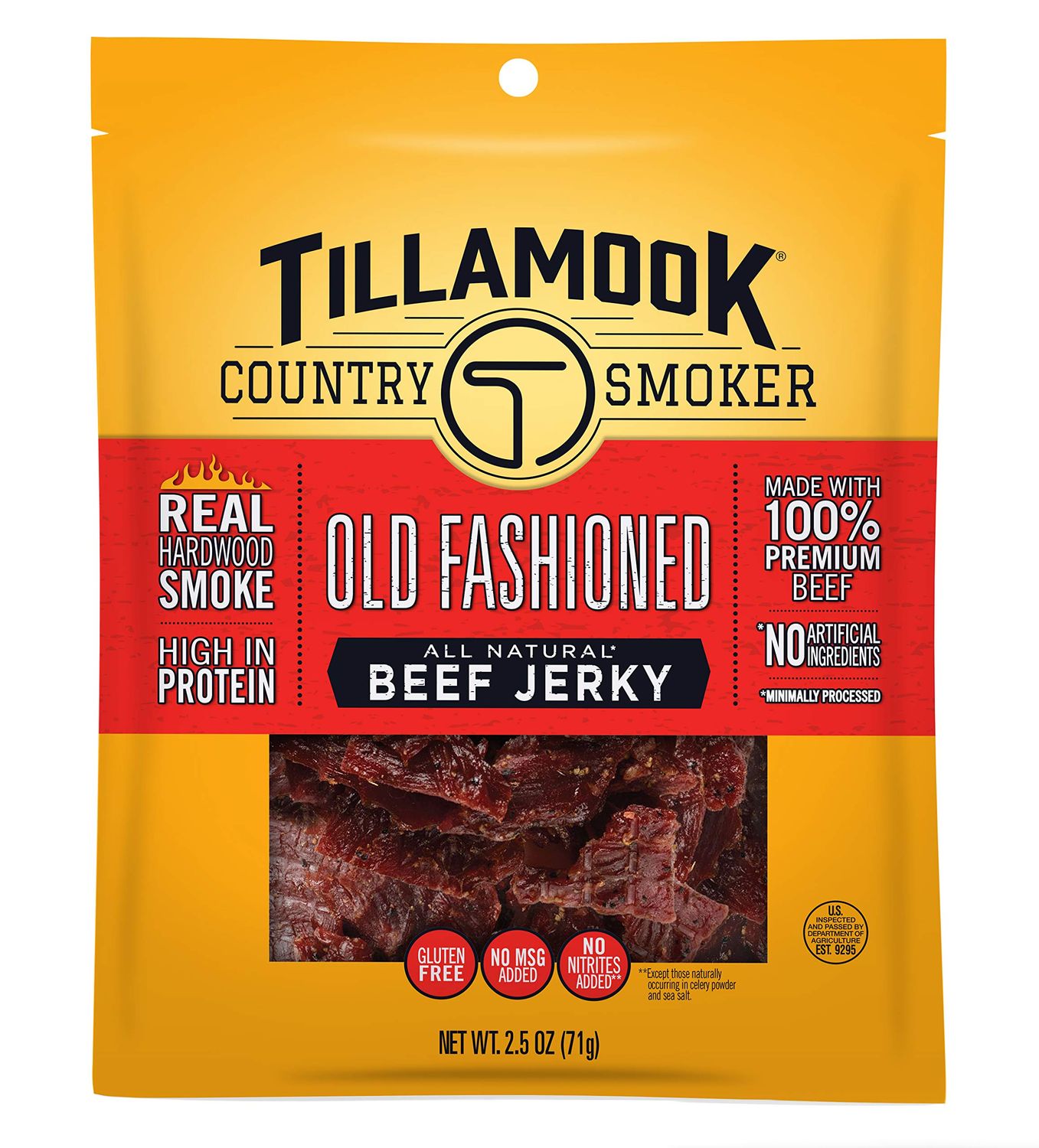 Tillamook Country Smoker Real Hardwood Smoked Beef Jerky, Old Fashioned, 2.5 Ounce