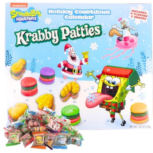 Frankford SpongeBob SquarePants Advent Calendar-24 Days of Krabby Patty Treats, Countdown to Christmas, 7.62 Ounces