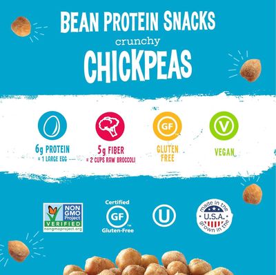 The Good Bean Crunchy Chickpeas - Sea Salt - (50 Pack) 0.75 oz Bag - Roasted Chickpea Beans - Vegan Snack with Good Source of Plant Protein and Fiber