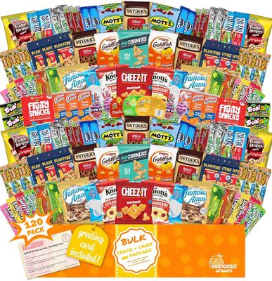 Snack Box christmas Care Package (150) Variety Snacks Gift Box Bulk Snacks - College Students, Military, Work or Home - Over 9 Pounds of Snacks Snack Box Fathers gift basket gifts for men (150 pack)