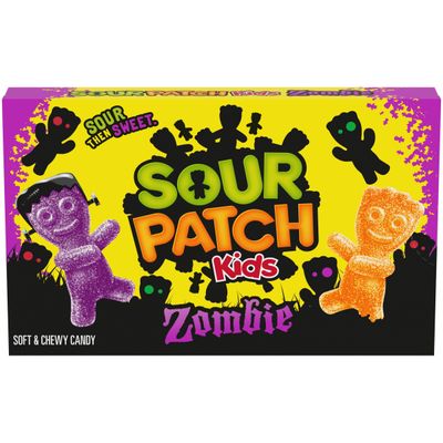 SOUR PATCH KIDS Zombie Orange &amp; Purple Soft &amp; Chewy Halloween Candy, 3.5 oz