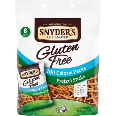 Snyder&#39;s of Hanover Gluten Free Pretzel Sticks, 100 Calorie Individual Packs, 8 Ct
