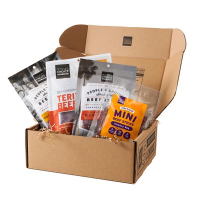 People&#39;s Choice Beef Jerky - Jerky Box - Sweet Tooth - Unique Gift for Men - Protein Snacks Military Care Package - Men Christmas Gift Ideas - Meat Snack Sampler Gift Basket - 4 Bags