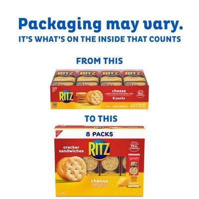 RITZ Cheese Sandwich Crackers, 8 Snack Packs (6 Crackers Per Pack)