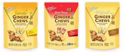 Ginger Chews Variety Pack 4oz - Flavors original, Lemon, Blood Orange, 100% Natural, non-GMO, Vegan and Gluten-Free, (Pack of 3)