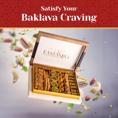 Eastanbul Baklava 1.1lb, Baklava Gift Box, Baklava Pastry, Middle Eastern Sweets Gift Box, Premium Gourmet Desserts, Baklava Pistachio &amp; Cashew Rich Arabic &amp; Turkish Baklava