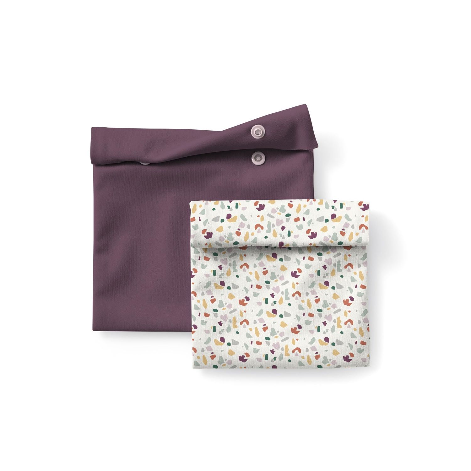 Esembly Snack  Sammy Pouches - Reusable Snack &amp; Sandwich Bags| Silicone Storage Bag for Food | Microwave &amp; Dishwasher Safe - Set of 2- Terrazzo, Plum