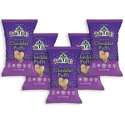 Vegan Rob&#39;s Plant Based Dairy Free Cheddar Puffs Certified Gluten Free Kosher(OU) Kosher 3.5 oz - 5 pack