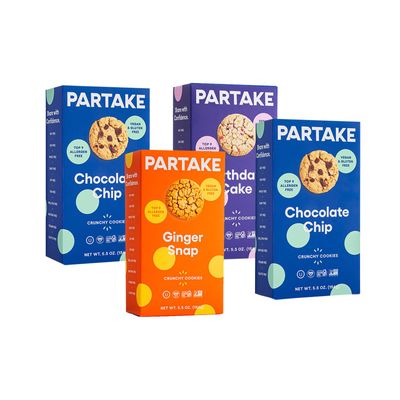 Gluten Free Crunchy Vegan Cookies by Partake - 4 Box Variety Pack | Vegan | No Peanuts, Soy, Dairy, Tree Nuts, Egg, Sesame, Safe School Snack for Kids