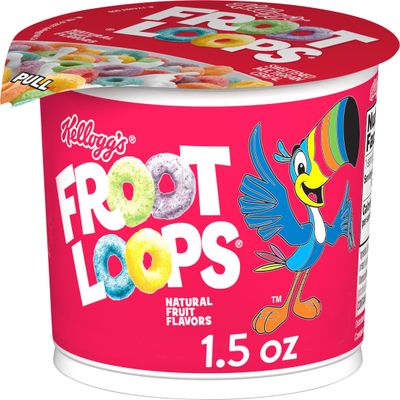 Froot Loops Cold Breakfast Cereal Cup, Fruit Flavored, Breakfast Snacks with Vitamin C, Original, 1.5oz Cup (1 Cup)