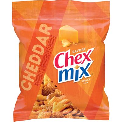 Chex Mix Snack Mix, Cheddar, Savory Snack Bag, 1.75 oz (Pack of 60)