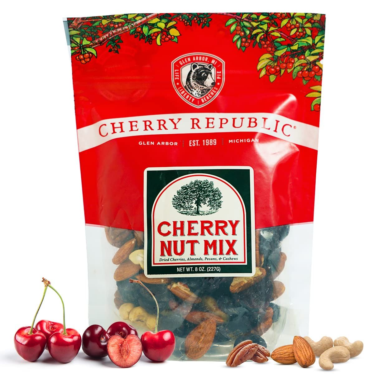 Cherry Republic Cherry Nut Mix - Nutrition-rich Trail Mix Featuring Montmorency Tart Dried Cherries, Almonds, Cashews &amp; Pecans - Assorted Nut Mix - All-purpose, Healthy Snack Mix - 8 Ounces