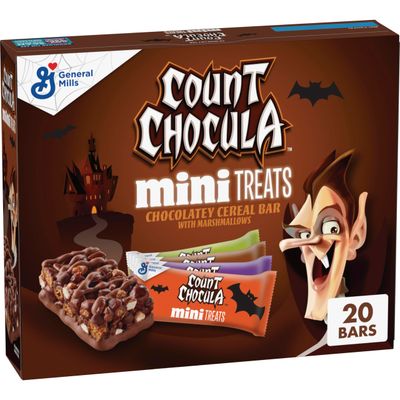 Count Chocula Mini Treat Bars with Marshmallows, Halloween Kids Snacks, 20 Ct, 10 oz