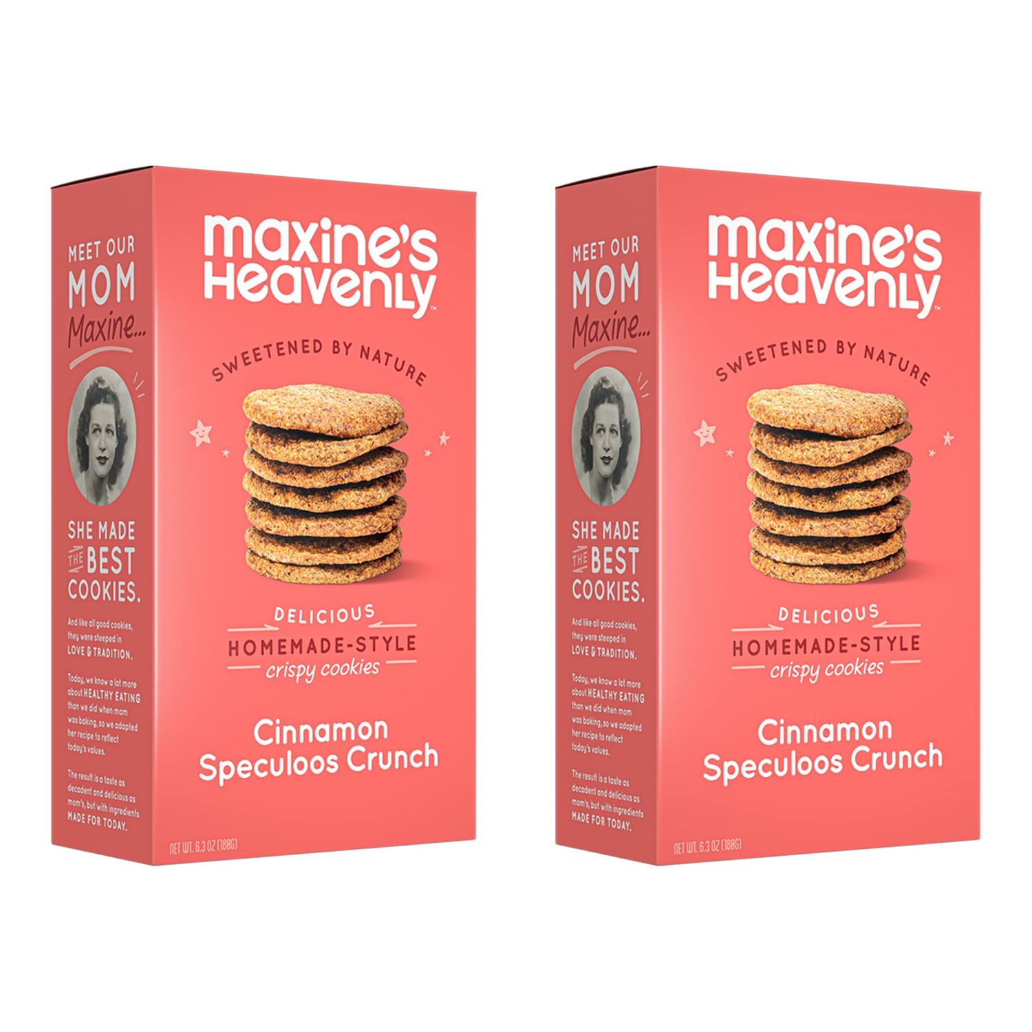 Maxine&#39;s Heavenly Crispy Cinnamon Cookies | Low Carb, Low Sugar, Vegan Snacks, Plant Based Snack, Kosher, Gluten Free Snack - Healthy Snacks | 2 Pack  24 Cookies