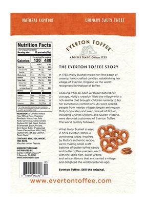 Everton Toffee Butter Toffee Pretzels, Toasted Pecan Flavor (4 oz. bag, 6-pack), Gourmet Artisan Toffee Covered Pretzels, Sweet and Salty Mini Pretzel Snacks, Small Batch Crafted