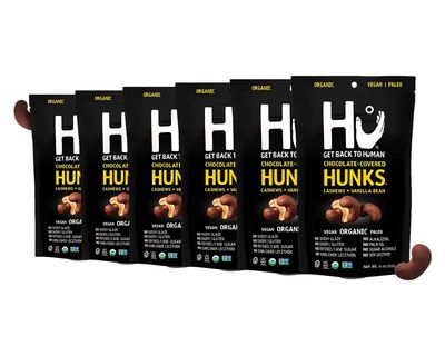 Hu Keto Friendly Hunks | Vegan Chocolate Covered Cashews and Vanilla Bean | 6 Pack | Non-GMO, Gluten Free, Paleo, Organic Dark Chocolate