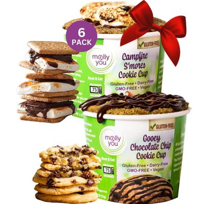 Molly And You Variety Gluten-Free Cookie Cup (Pack Of 6) - A Gluten-Free Dessert, Microwave Cookie Snack Cup, Single Serve Cookie Mix Cup - Non-GMO, Dairy-Free