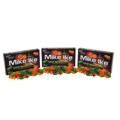 Mike and Ike Sour Spooky Treats, Chewy Assorted Sour Fruit Flavored Candy, Halloween Candy, Pack of 3, 4.25 Ounces