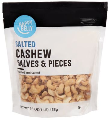 Amazon Brand - Happy Belly Cashew Halves &amp; Pieces, Roasted &amp; Salted, 16 ounce