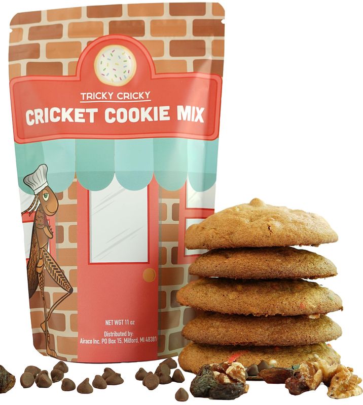 Tricky Cricky Cricket Protein Cookie Mix - USA Handmade Edible Cricket Flour Cookie Mix - Real USA Farmed Dried Crickets in Every Cookie - Edible Bugs Baked in for High Protein - 11 Ounce Bag