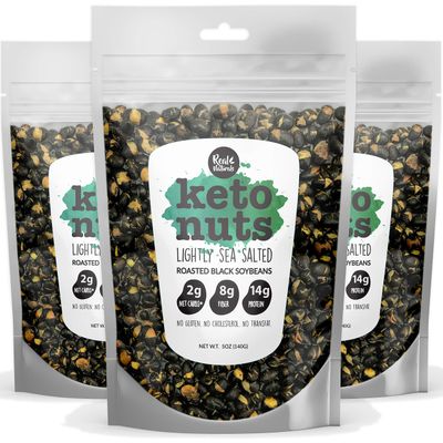 Black Edamame dry roasted edamame snacks (sea salt) High protein snacks low carb low sugar. Vegan keto snacks zero carb no sugar. Young soybeans by Keto Naturals (3 Packs)