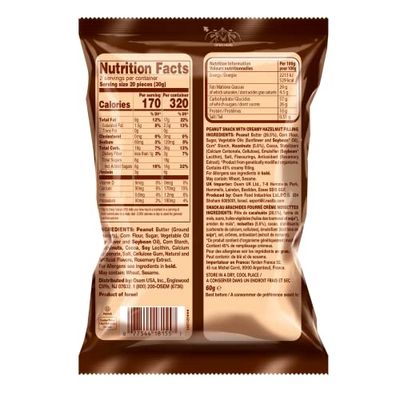 Osem Bamba Hazelnut Cream Peanut Butter Snacks All Natural Corn Puffs, 2.1oz