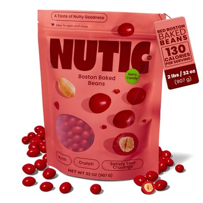 Nutic Boston Baked Beans Candy - 2 Lb | Coated Peanuts in Bulk | Vintage Candy Bar Treats | Ideal Movie Theatre Snacks &amp; Souvenir Gifts | Retro-Covered Peanuts with Old-Fashioned Candy Shell