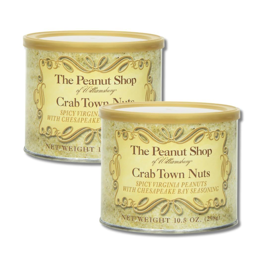 The Peanut Shop of Williamsburg Crab Town Nuts, Gift Pack of 2, 10.5 Ounce Tins By Lyza&#39;s Sweets &amp; Treats
