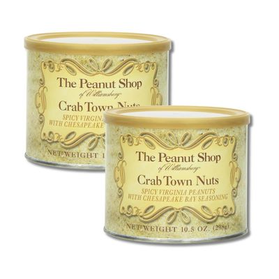 The Peanut Shop of Williamsburg Crab Town Nuts, Gift Pack of 2, 10.5 Ounce Tins By Lyza&#39;s Sweets &amp; Treats