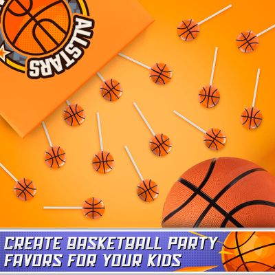 Basketball Lollipops 12pk- Basketball Candy For Basketball Party Favors & Basketball Party Supplies - Basketball Snacks & Candy Basketball Suckers For Basketball Party Decorations