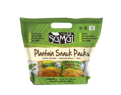 Samai Plantain 3 Flavor Snack Pack, Includes Pacific Sea Salt, Naturally Sweet, and Lime Flavors (6 Count)