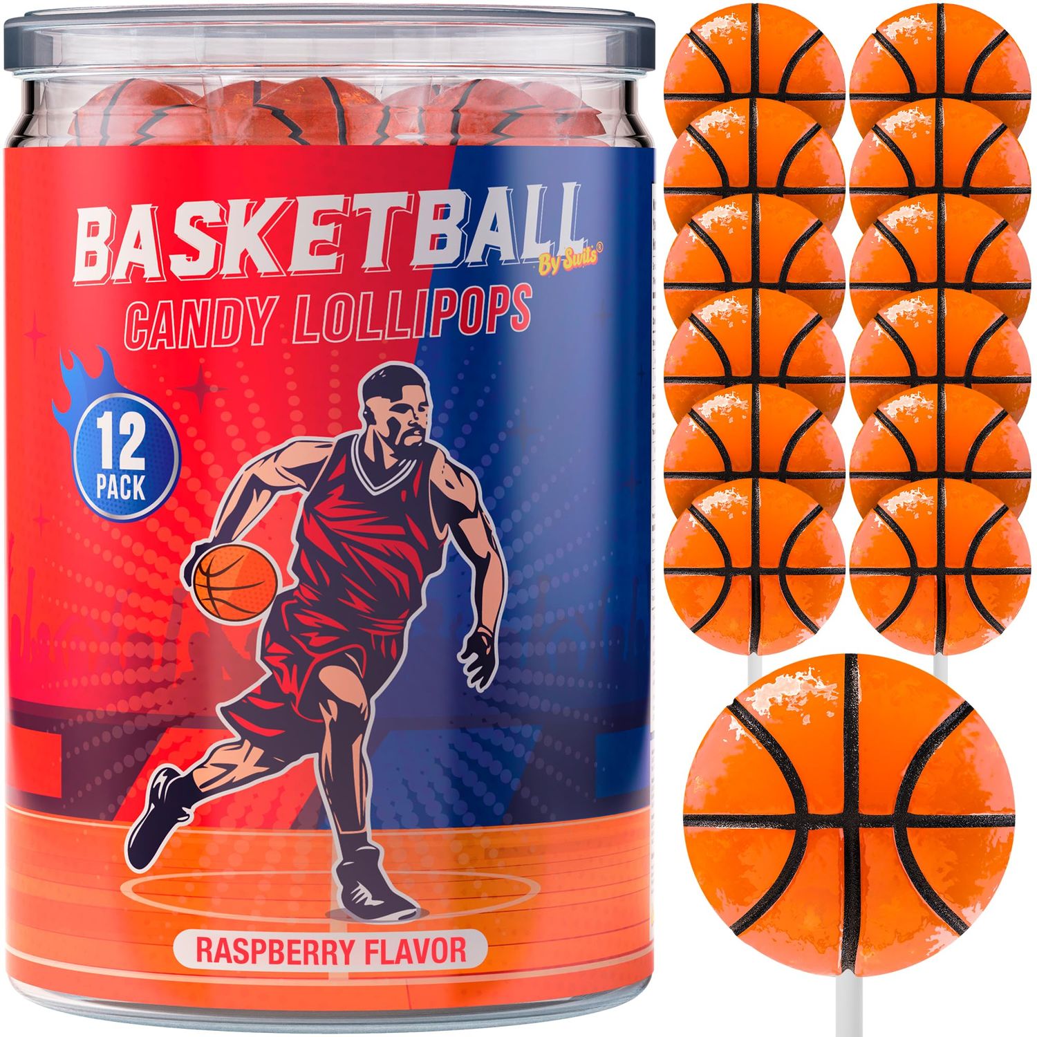 Basketball Lollipops 12pk- Basketball Candy For Basketball Party Favors &amp; Basketball Party Supplies - Basketball Snacks &amp; Candy Basketball Suckers For Basketball Party Decorations