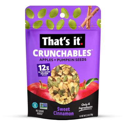 That's it. Crunchables (Apple Sweet Cinnamon) Plant Based Protein, Gluten-Free Crunchy Snack Mix, (4 Packs x 2.5oz) Perfect for Salad Topper and Yogurt Topper