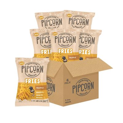 Heirloom Baked Truffle Fries by Pipcorn - 5oz 6pk - Healthy Snacks, Gluten Free Snacks, Non-GMO, Upcycled Heirloom Corn Flour, Vegan, Baked Not Fried Snacks