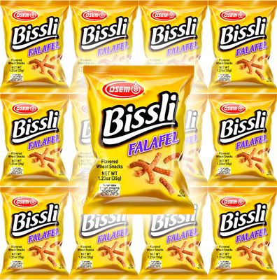 Osem Bissli Falafel Flavored Crunchy Wheat Snack -No Food Coloring or Preservatives , 1.23 Ounce Bags (Pack of 12)