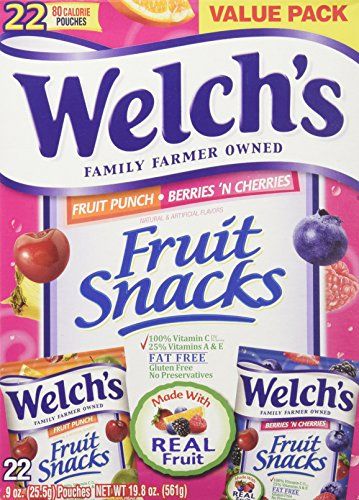 Welch&#39;s Fruit Snacks 22 Pouches - Fruit Punch &amp; Berries &#39;n Cherries 0.9 oz