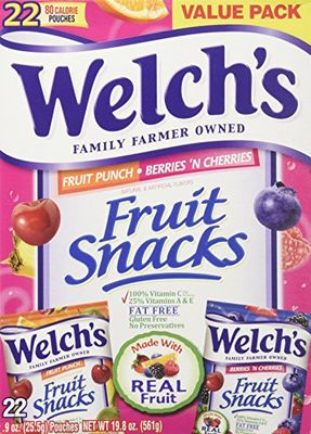 Welch&#39;s Fruit Snacks 22 Pouches - Fruit Punch &amp; Berries &#39;n Cherries 0.9 oz