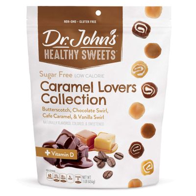 Dr. John&#39;s Sugar Free Candy, Healthy Caramel Swirls with Zero Sugar, Low Calorie Snacks, Keto Friendly, Organic Caramels, Assorted Caramels Swirls, 48 Count, 1 LB