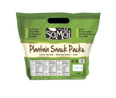 Samai Plantain 3 Flavor Snack Pack, Includes Pacific Sea Salt, Naturally Sweet, and Lime Flavors (6 Count)