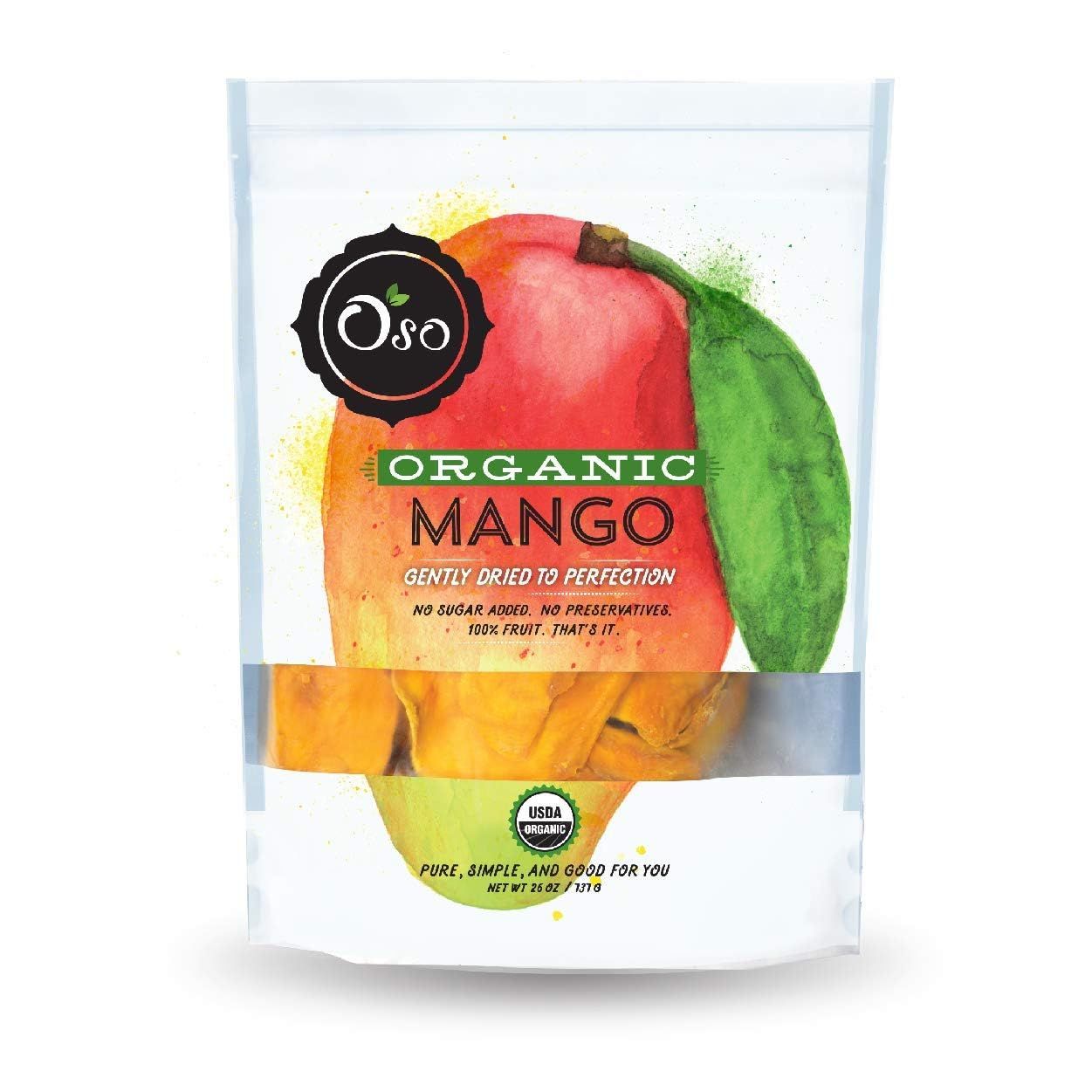 Oso Snacks Organic Dried Mango Slices, Premium Quality, No Added Sugar or Preservatives, Big Pieces Only, 26oz