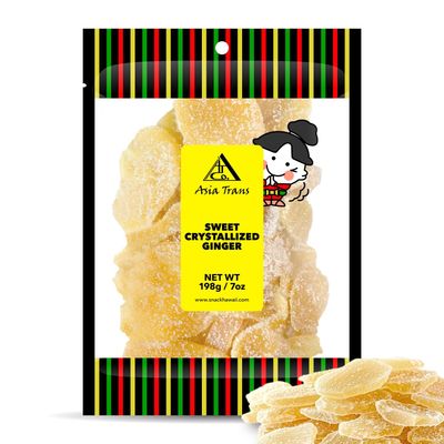 Dried Crystallized Ginger Candy - Crystallized and Preserved Fruit Slices - Fresh-Packed Chews with Light Sugar - Instant Relief for Sore Throat, Motion Sickness, and Nausea - 8-ounce