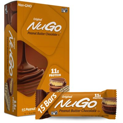 NuGo Protein Bar, Peanut Butter, 11g Protein, Gluten Free, 15 Count