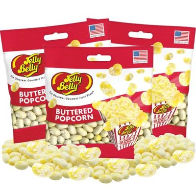 Buttered Popcorn Jelly Beans, Gourmet Movie Night Snacks for Boys or Girls, Unique Flavored Shareable Candy, Pack of 3