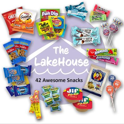 Snacks Variety Pack for Kids - 42 Count Snack Packs Variety Box - Camp Care Package Girl or Boy - Salty Sweet Snack Box - Snack Pack Candy Gift Baskets by The LakeHouse