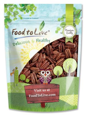 Food to Live Dry Roasted Pecan Halves with Himalayan Salt, 8 Oz Oven Roasted Lightly Salted Nuts, No Oil Added, Vegan Snack, Kosher, Keto. Good Source of Protein and Fiber. Great for Salads
