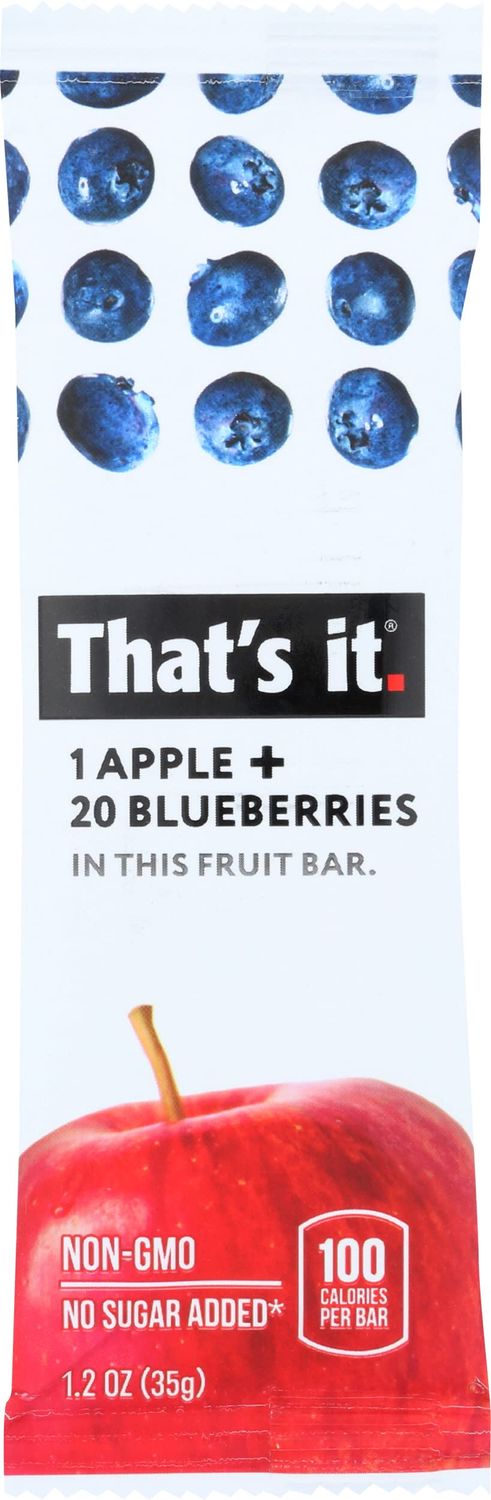 That&#39;s It Apple  Blueberry Fruit Bar, No Sugar Added, Non GMO, 1.2 Ounce (Pack Of 12)