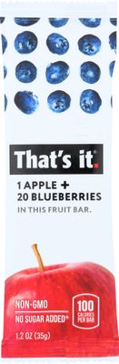 That&#39;s It Apple  Blueberry Fruit Bar, No Sugar Added, Non GMO, 1.2 Ounce (Pack Of 12)