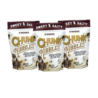 Chunk Nibbles Sweet and Salty Snacks | S&#39;mores Flavor Snack Mix Individual Packs | Sweet Treats for Kids and Adults | 4.25oz | 3 Resealable Packs