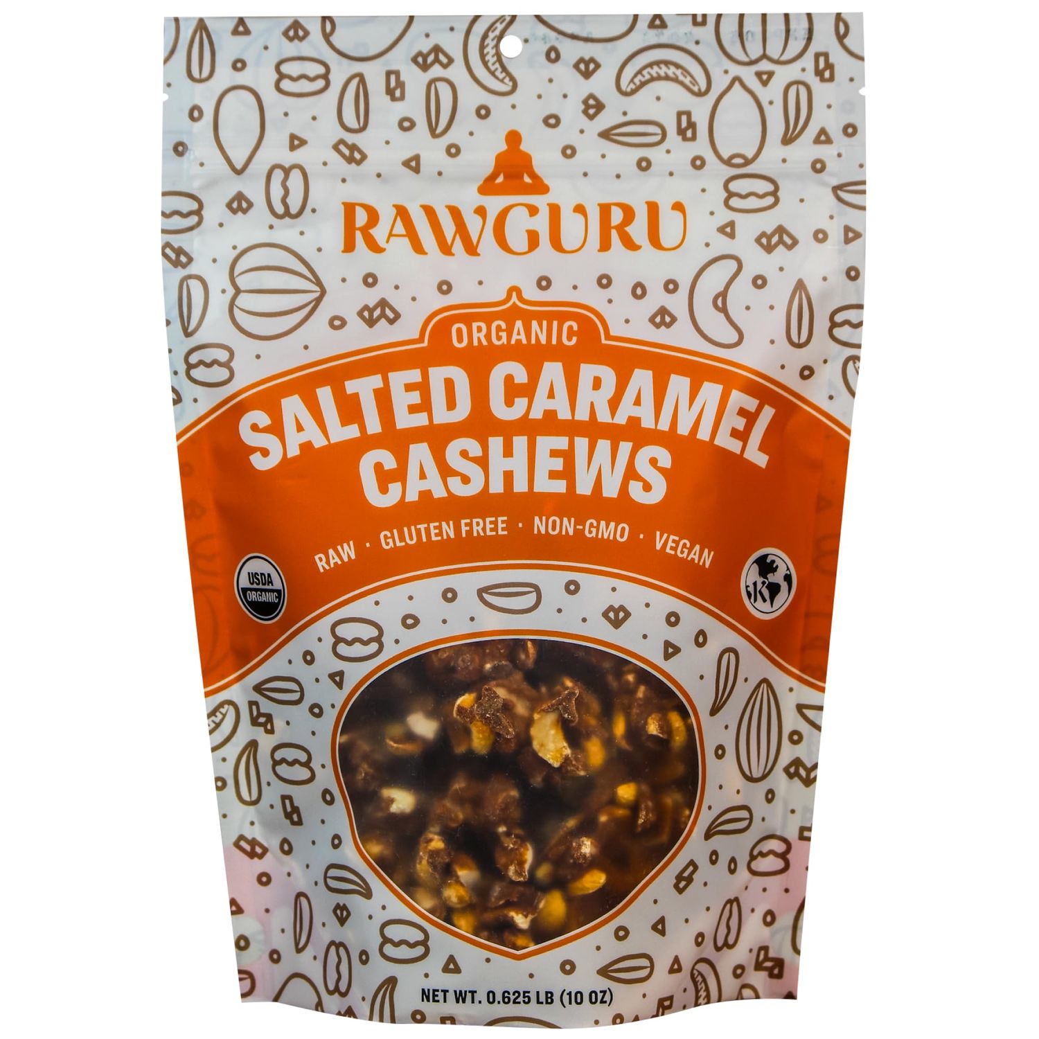 RawGuru Caramel Cashews with Sea Salt, Organic | Raw | Non-GMO | Vegan | Kosher | Gluten Free Snacks | Superfood, 10 oz.